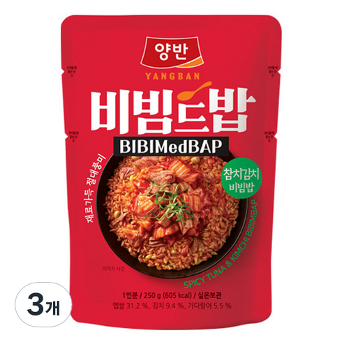 동원비빔드밥 - 동원 양반 비빔드밥 참치김치 비빔밥 포켓, 3개, 250g