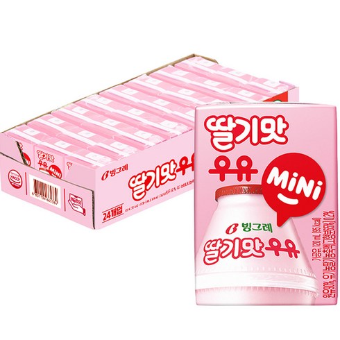 빙그레 딸기맛우유 mini, 120ml, 24개