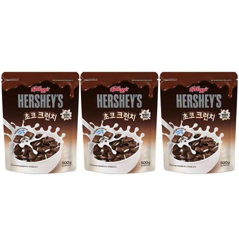 켈로그 허쉬 초코크런치 시리얼, 500g, 3개