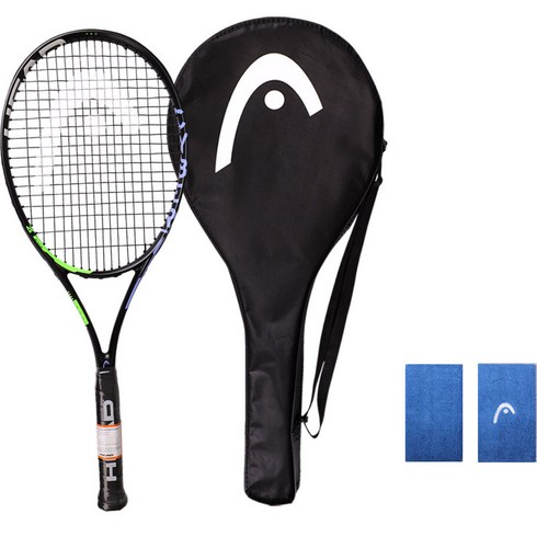 2023년 가성비 최고 테니스라켓 - 헤드 테니스 사이버 프로 라켓 + 손목밴드 13cm 2p 세트, 블랙(라켓), 랜덤발송(손목밴드)