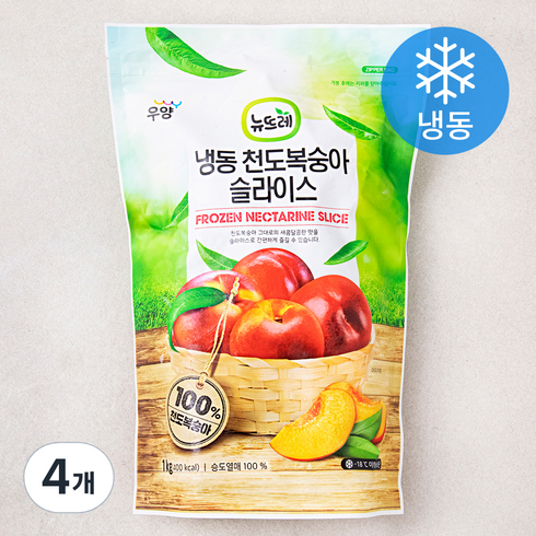 뉴뜨레 천도복숭아 슬라이스 (냉동), 1kg, 4개