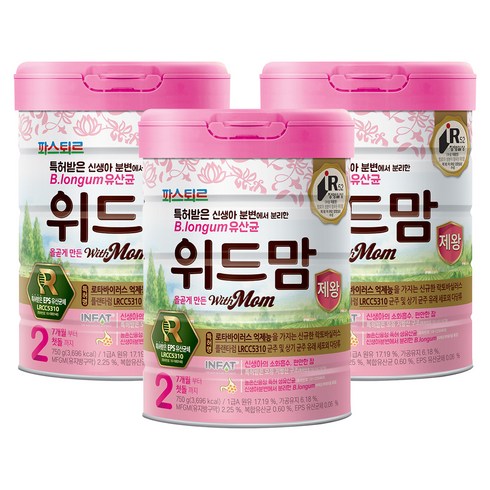 파스퇴르 위드맘 제왕 분유 2단계, 750g, 3개