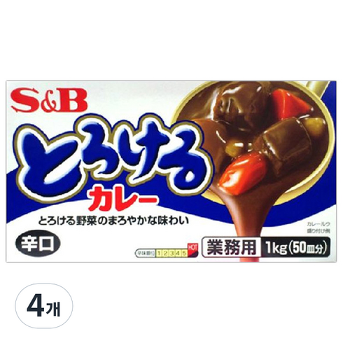 카레타 - 에스비 토로케루 카레 소스믹스 매운맛, 1kg, 4개