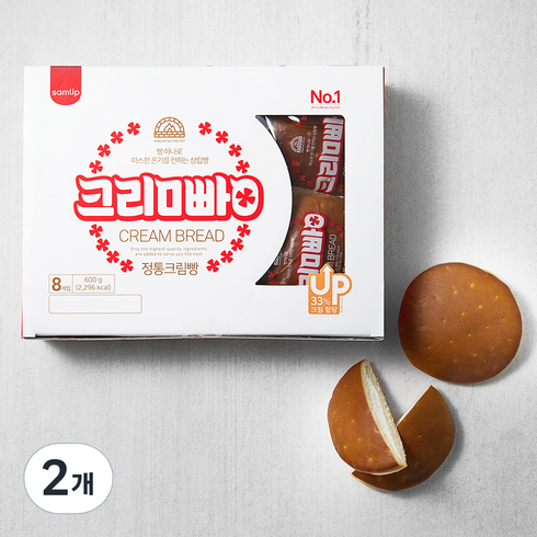 이천 쌀크림빵 흥보따리 세트 - 삼립 정통 크림빵 8개입, 600g, 2개