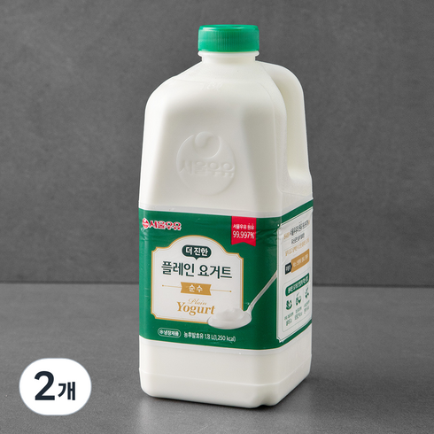 서울우유 더 진한 순수 플레인 요거트, 1.8L, 2개