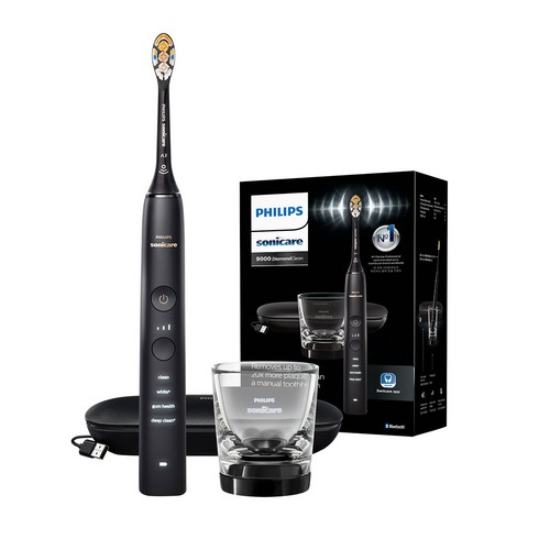 필립스 다이아몬드클린 9000 전동칫솔, HX9914/75, 블랙, 1세트