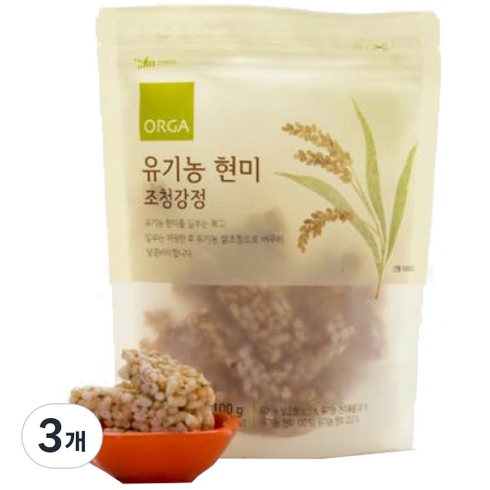 ORGA 유기농 현미 조청강정 100g, 3개