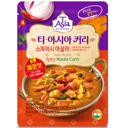 커리1 - 티아시아키친 스파이시 마살라 커리 분말, 100g, 1개