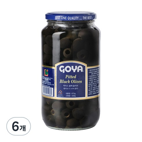 고야 대용량 피티드 블랙 올리브, 875g, 6개