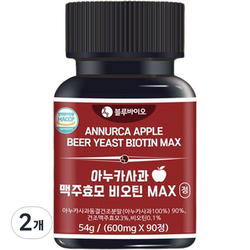 블루바이오 아누카 사과 맥주효모 비오틴 MAX 54g, 90정, 2개