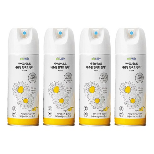 바이오미스트 내츄럴 인섹트 킬라 홈 에어로솔 레몬향, 300ml, 4개