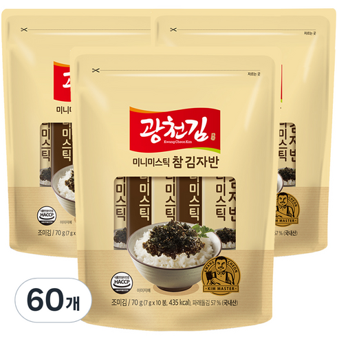 김자반 스틱 - 광천김 참 미니미스틱 김자반, 60개, 7g