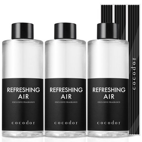 코코도르 디퓨저 리필액 3개 + 리드스틱 15개입, 리프레싱에어, 200ml
