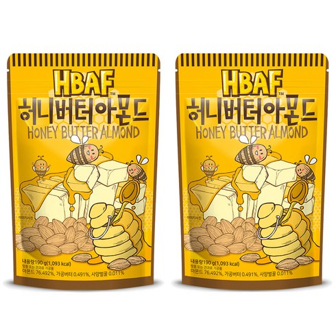 HBAF 허니버터 아몬드, 190g, 2개