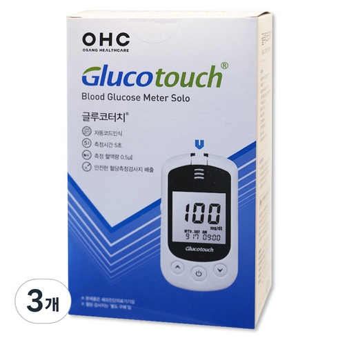 OHC 글루코터치 혈당측정기 IGM-0031AAS, 3개