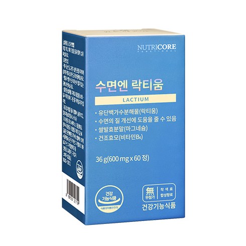 2023년 가성비 최고 락티움 - 뉴트리코어 수면엔 락티움, 60정, 1개