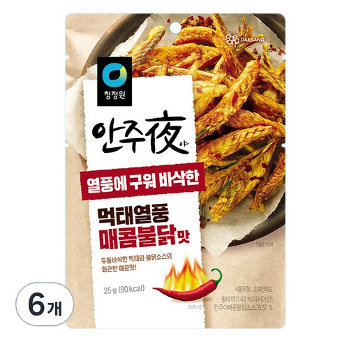 대상 청정원 안주야 먹태열풍 매콤불닭맛, 6개, 25g