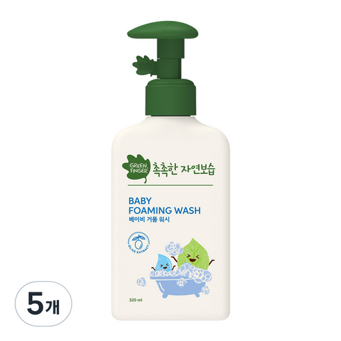 그린핑거 촉촉한 자연보습 베이비 거품 워시, 320ml, 5개