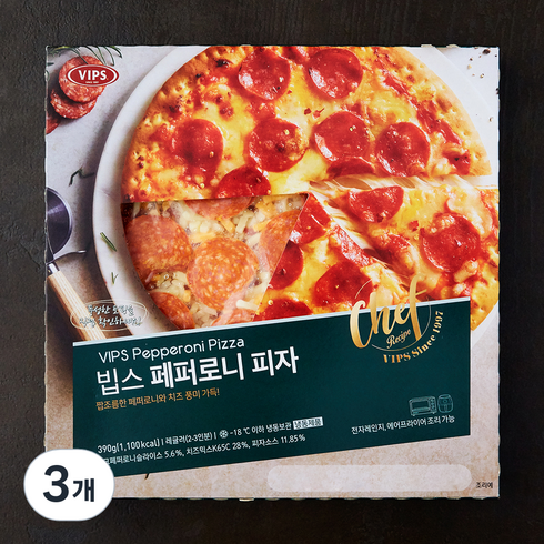 빕스 페퍼로니 피자 (냉동), 3개, 390g