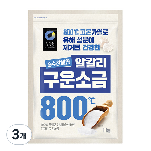 청정원구운소금 - 청정원 천일염 구운소금, 1kg, 3개