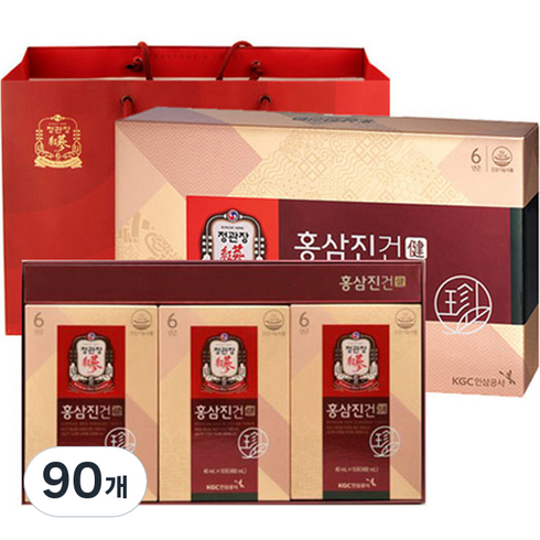 정관장 홍삼진건 파우치 + 쇼핑백, 40ml, 90개