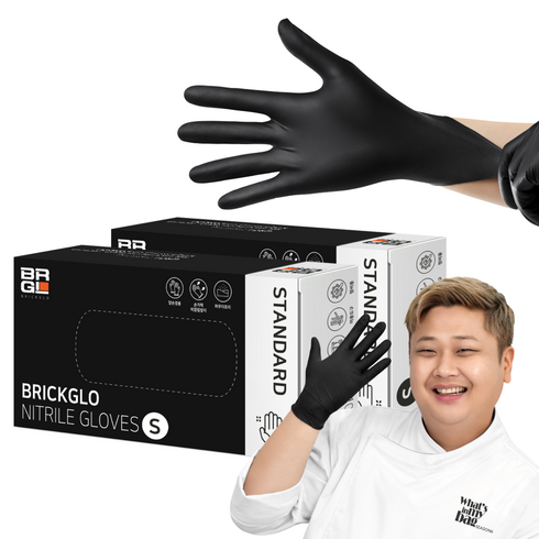 브릭글로 스탠다드 장갑 100p, 블랙, 소(S), 2개