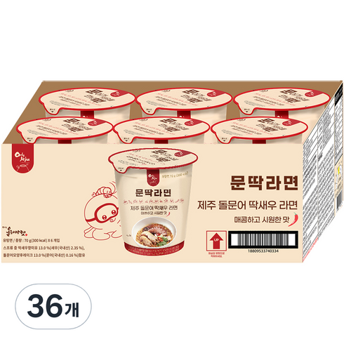 올레마켓 제주 돌문어 딱새우 문딱라면 70g, 36개
