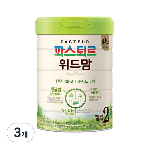 위드맘2단계 - 파스퇴르 위드맘 2단계, 3개, 750g