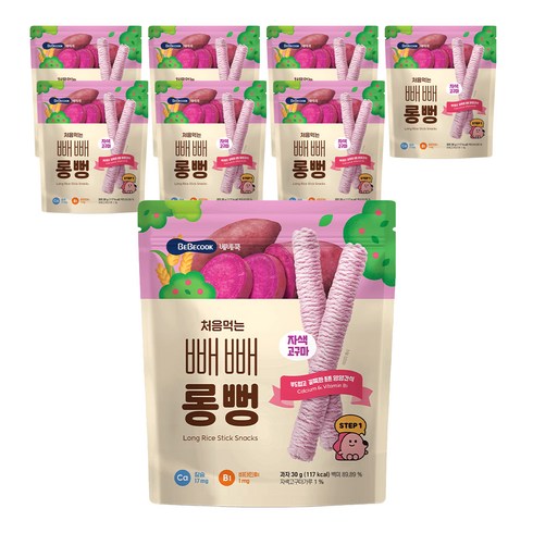 베베쿡빼빼롱뻥 - 베베쿡 처음먹는 빼빼롱뻥, 자색고구마, 30g, 8개