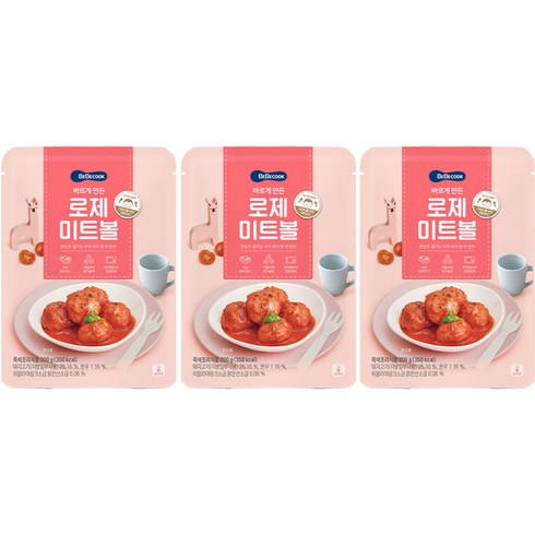 베베쿡 바르게 만든 로제미트볼 200g, 3개