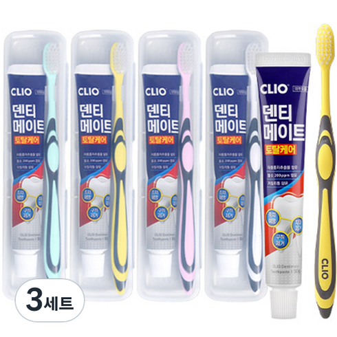 크리오 덴티메이트 휴대용 칫솔 치약 4p 세트, 50g, 3세트