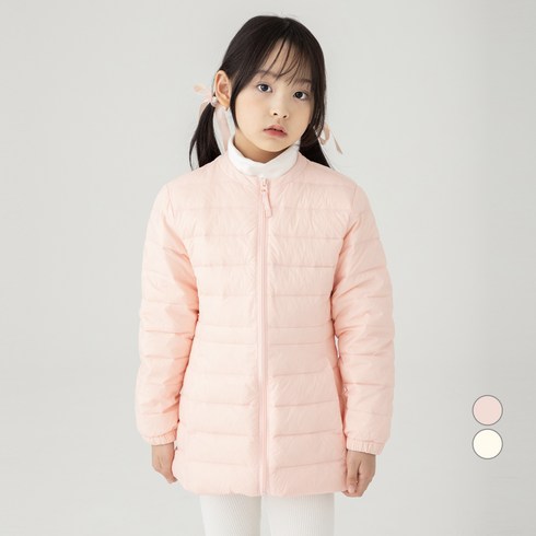 롤리트리 아동 여아용 경량 덕다운 롱 점퍼
