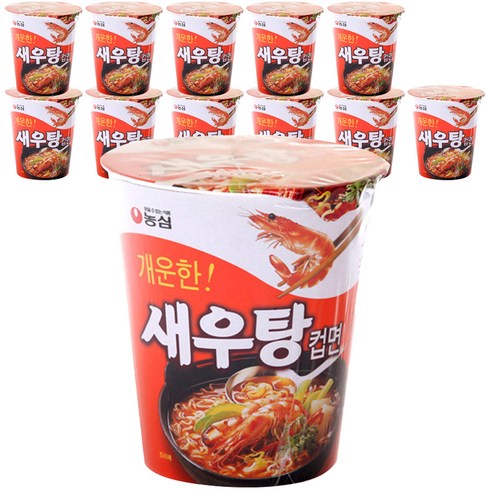 농심 새우탕 컵라면 소 67g, 12개