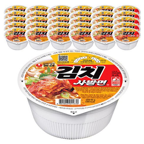 김치라면 - 농심 김치사발면 86g, 36개