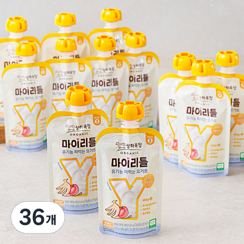 상하목장 마이리틀 유기농 짜먹는 요거트 사과바나나, 85g, 36개