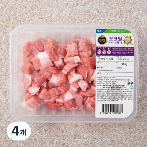 포크빌포도먹은돼지 뒷다리살 찌개용 (냉장), 500g, 4개