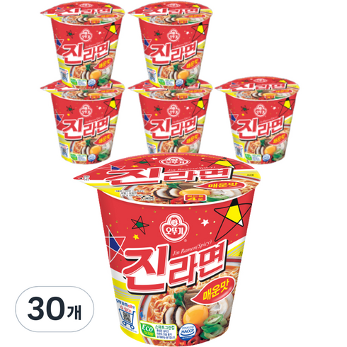 오뚜기 진라면 매운맛 컵 65g, 30개