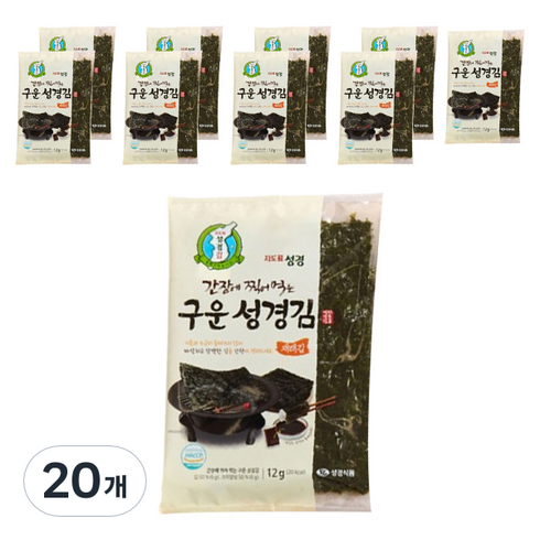 지도표성경 간장에 찍어 먹는 구운김, 20개, 12g