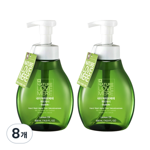 네이쳐러브메레 유아 핸드워시 거품 리필형, 레몬향, 500ml, 8개
