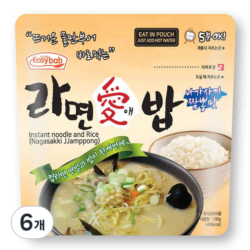 이지밥 라면애밥 나가사끼짬뽕맛, 6개, 100g