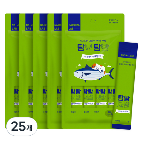 네츄럴랩 탐묘탐방 짜먹는 고양이 간식 12g x 4p, 25개, 신선한 가다랑어