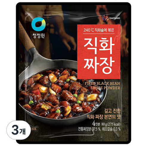 청정원 직화짜장 분말, 80g, 3개