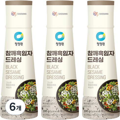 청정원 참깨 흑임자 드레싱, 300g, 6개