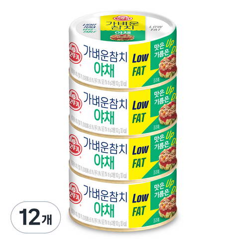 오뚜기 가벼운 참치 야채, 135g, 12개