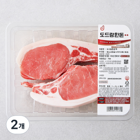 돈마호크 - 도드람한돈 1등급 등심 삼겹살 돈마호크팩 1등급 스테이크용 (냉장), 750g, 2개