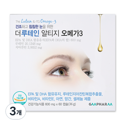 지엠팜 더 루테인 알티지 오메가3, 60정, 36g, 3개
