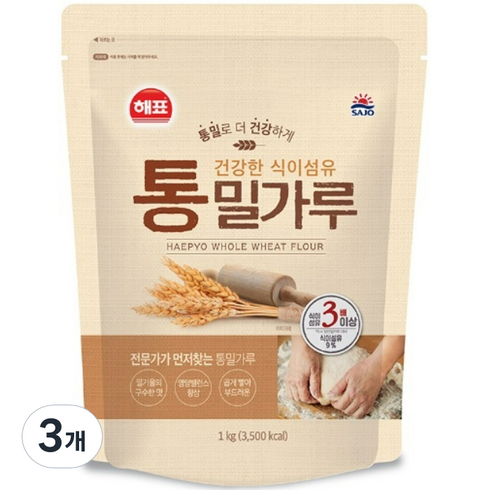 사조 통밀가루, 1kg, 3개