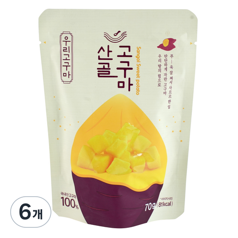 산골고구마 - 에코맘의산골이유식 산골고구마, 고구마맛, 70g, 6개