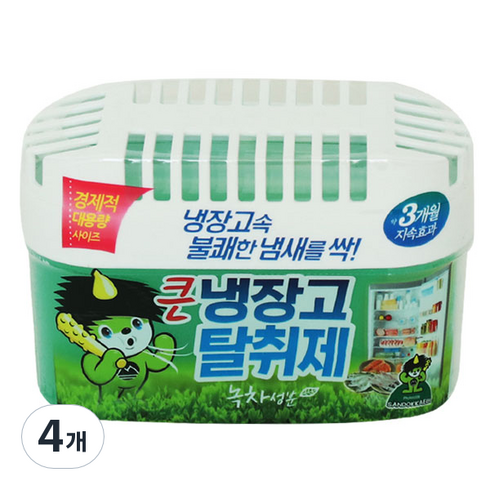 2023년 가성비 최고 산도깨비 냉장고 탈취제 - 산도깨비 큰 냉장고 탈취제 본품 녹차, 420g, 4개