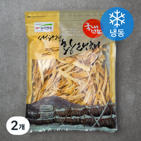 대관령에서 얼고 녹은 황태 15마리 - 청해명가 대관령 건조 황태채 (냉동), 300g, 2개